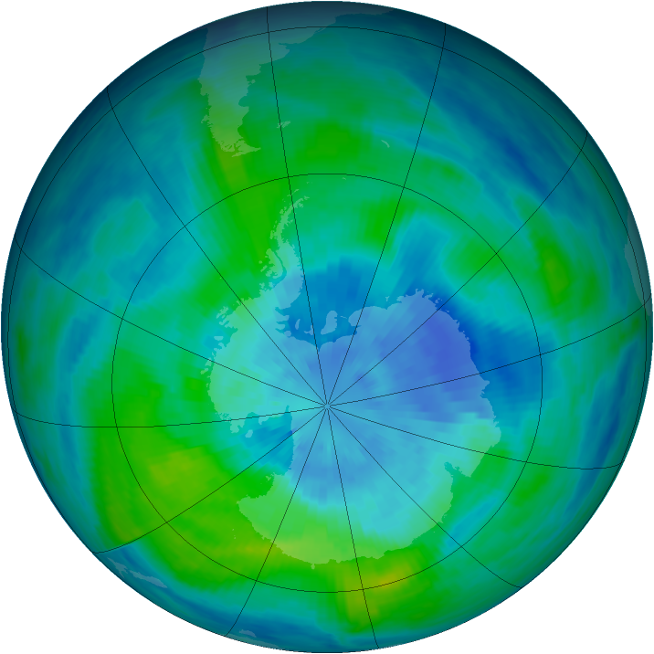 Antarctic ozone map for 19 March 1985